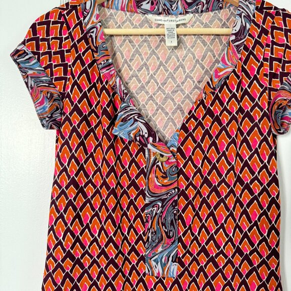 DIANE VON FURSTENBERG Kian Geometric Mini Shift Dress - Picture 2 of 10